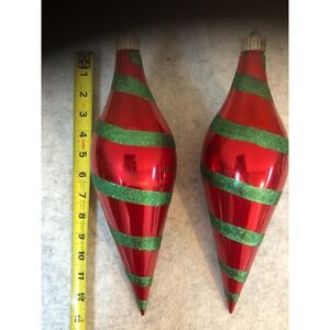 Lot of 2 ~ Jumbo Christmas Ornaments ~ 13" in length